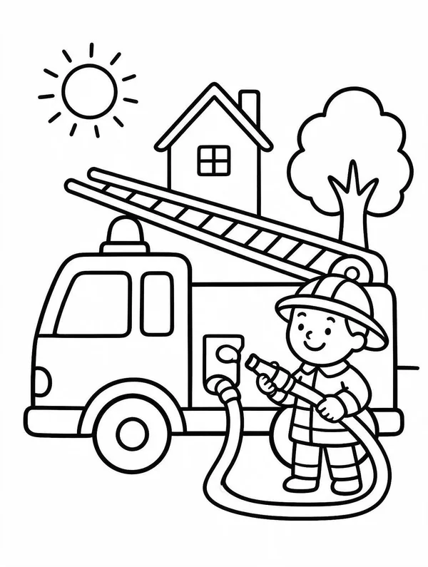 Ausmalbild Die Feuerwehr im Einsatz – Vorschau