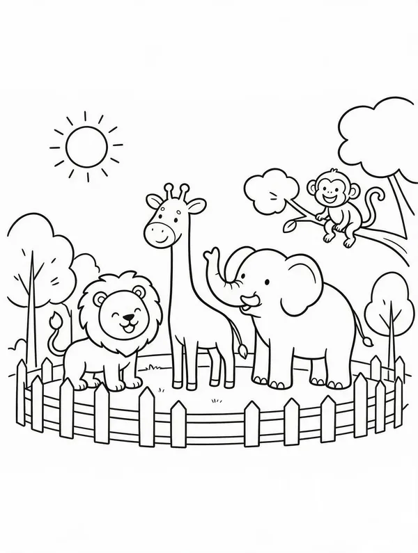 Ausmalbild Ein Tag im Zoo